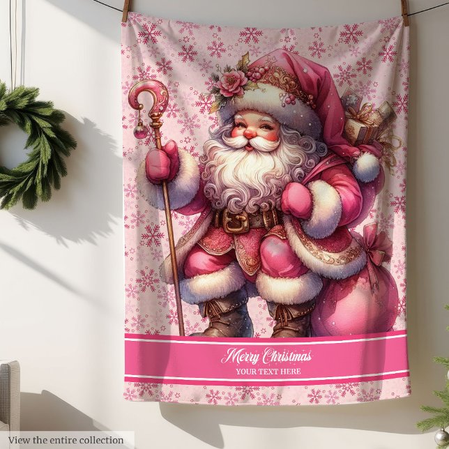 Pinkmas Santa Blanket Girls Personalized Cozy (Pinkmas Santa Blanket Girls Personalized Cozy Throw)