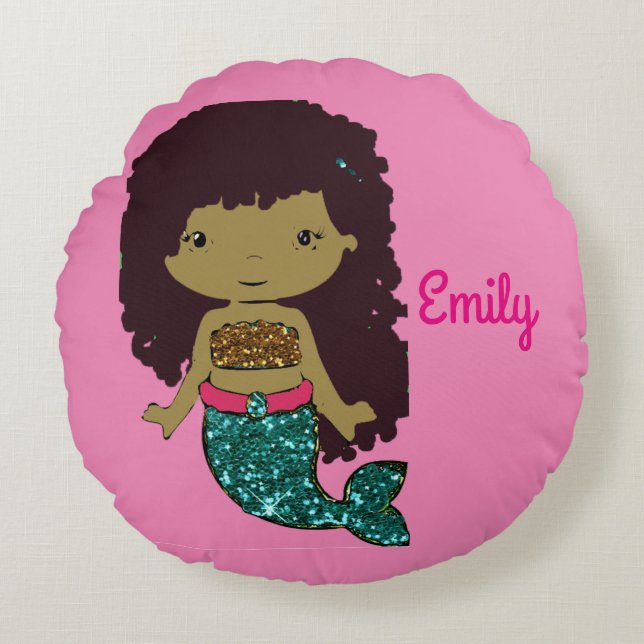 PinkMermaid Personalized Pillow (Front)