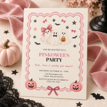 Pinkoween Coquette Halloween Party Invitation