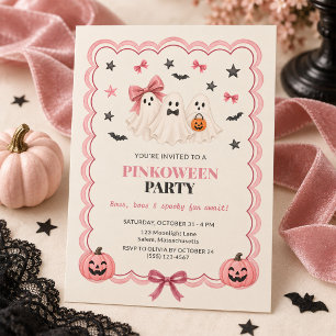 Pinkoween Coquette Halloween Party Invitation