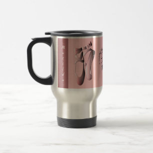 PinkPink Ballet Toe Shoes with Monogram  Travel Mug