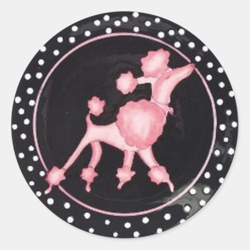 pinkpoodlebg classic round sticker