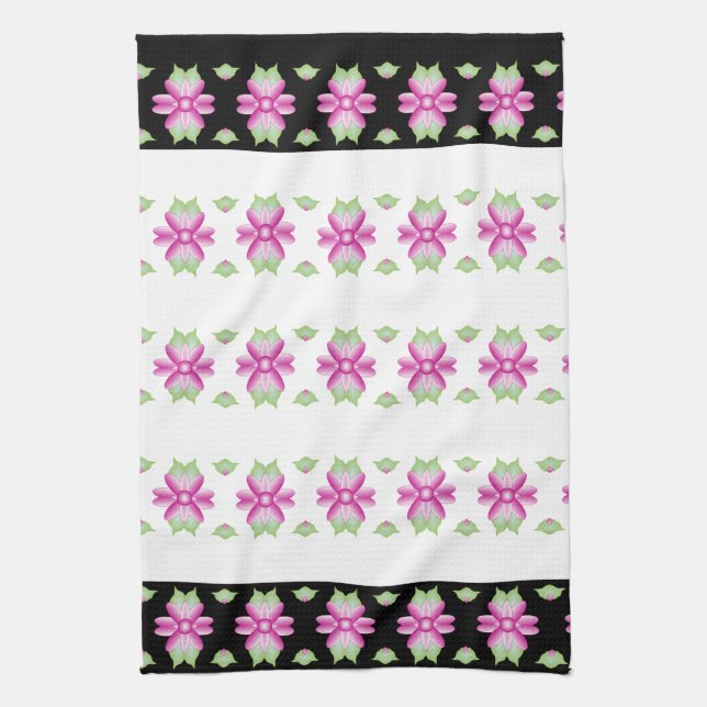 Pinks and Green Flowered Kitchen Towel (Vertical)