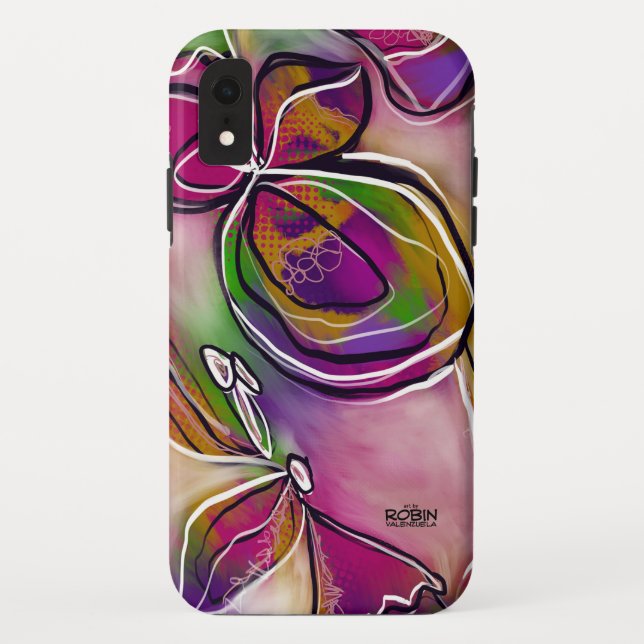 "Pinks and Greens Floral" Phone Case (Back)