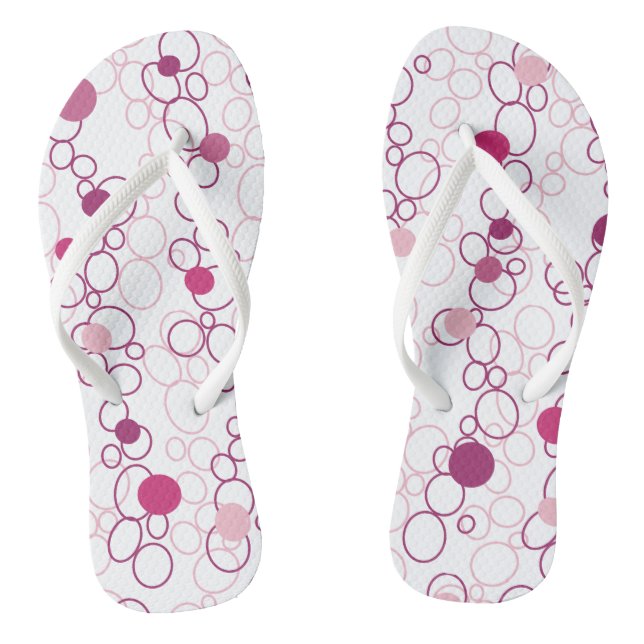 Pinks Circles Dots Flip Flops (Footbed)