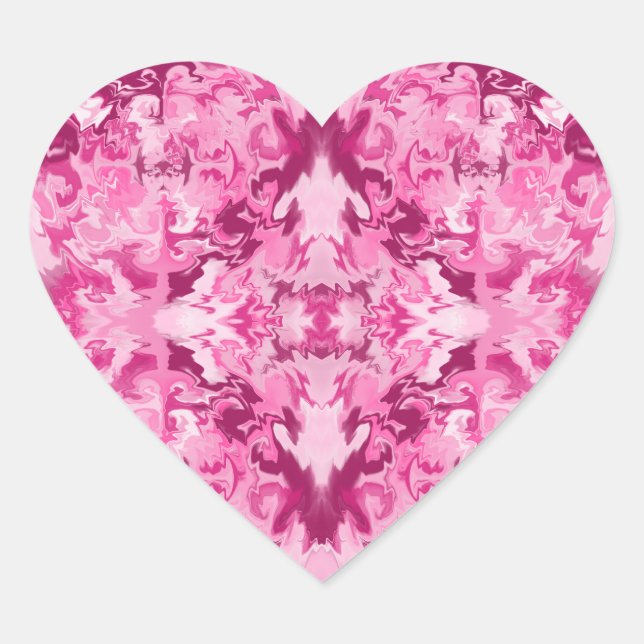 Pinks on Pinks Heart Sticker (Front)