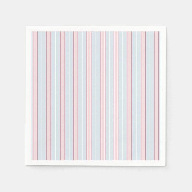 Pinks, Pastel Blue, White, Stripes Napkins (Front)