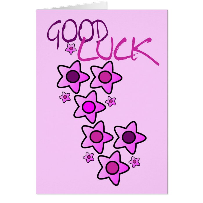 Pinks & purple flowers good luck wishing you best card Zazzle