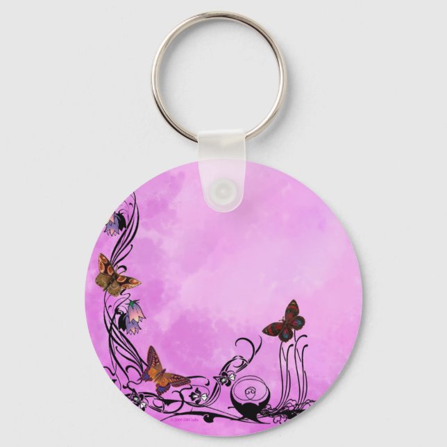 Pinks with butterflies keychain (Front)
