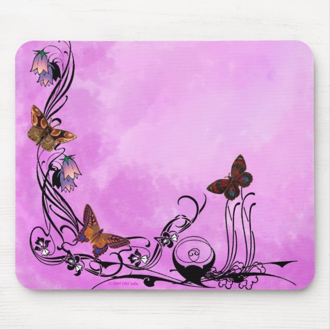 Pinks with butterflies mouse pad (Front)