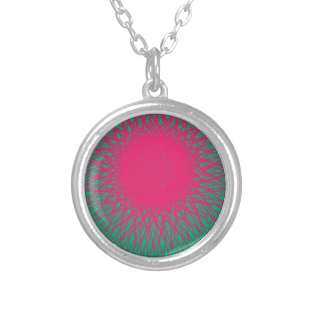 pinky abstract silver plated necklace (Front)