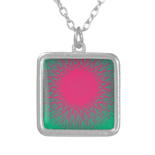 pinky abstract silver plated necklace (Front)