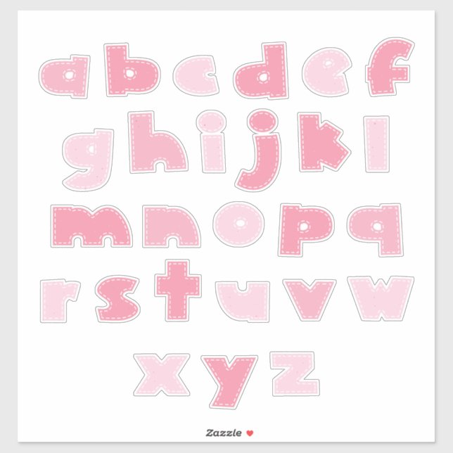 PINKY ALPHABET 'lowercase' Sticker (Sheet)