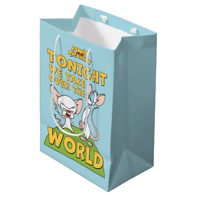Pinky and the Brain | Take Over The World Medium Gift Bag (Front Angled)