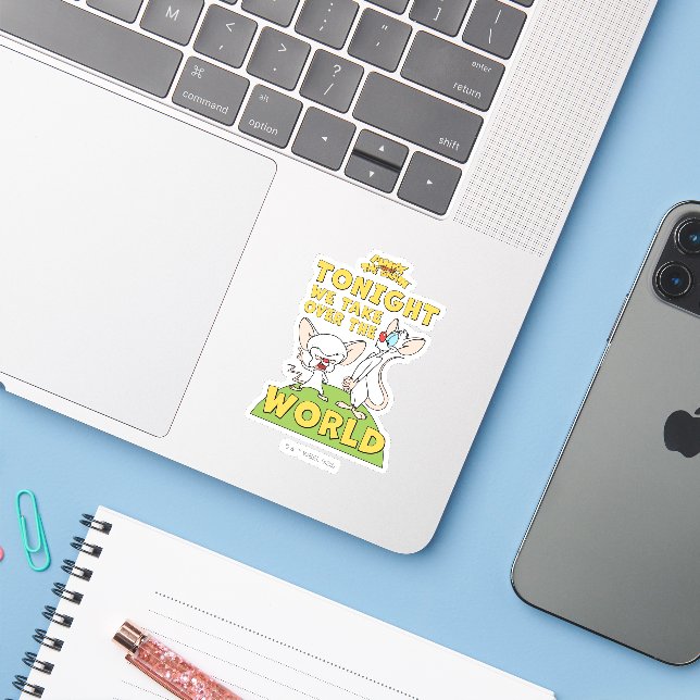 Pinky and the Brain | Take Over The World Sticker (Laptop w/ iPhone)