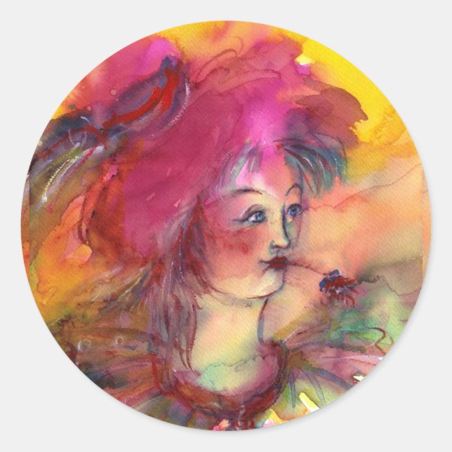 PINKY CLOWN CLASSIC ROUND STICKER (Front)