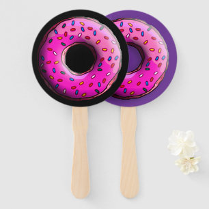 Pinky Donut - colorful sprinkles 1 Hand Fan