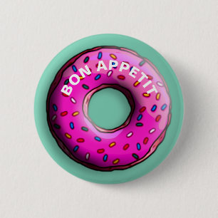 Pinky Donut with colorful sprinkles + your ideas Pinback Button