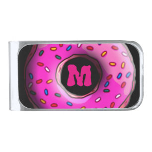 Pinky Donut with colorful sprinkles + your ideas Silver Finish Money Clip