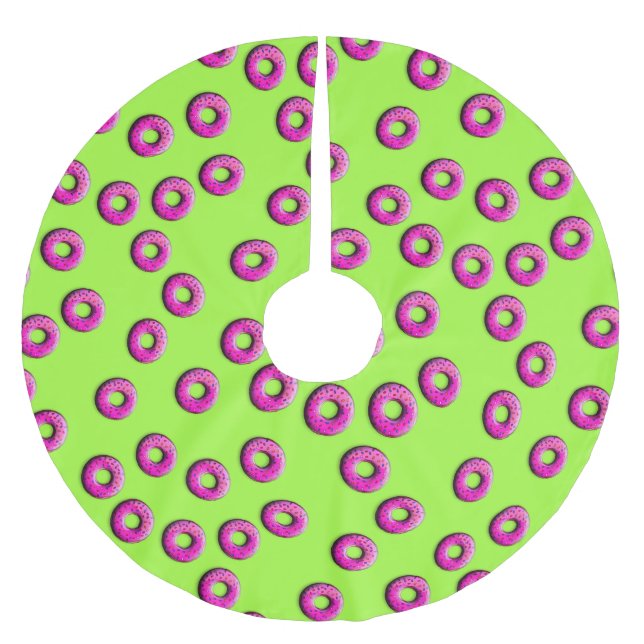 Pinky Donuts seamless pattern + your ideas Brushed Polyester Tree Skirt (Front)