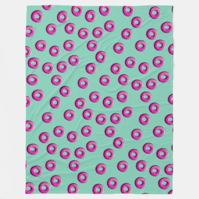 Pinky Donuts seamless pattern + your ideas Fleece Blanket (Front)