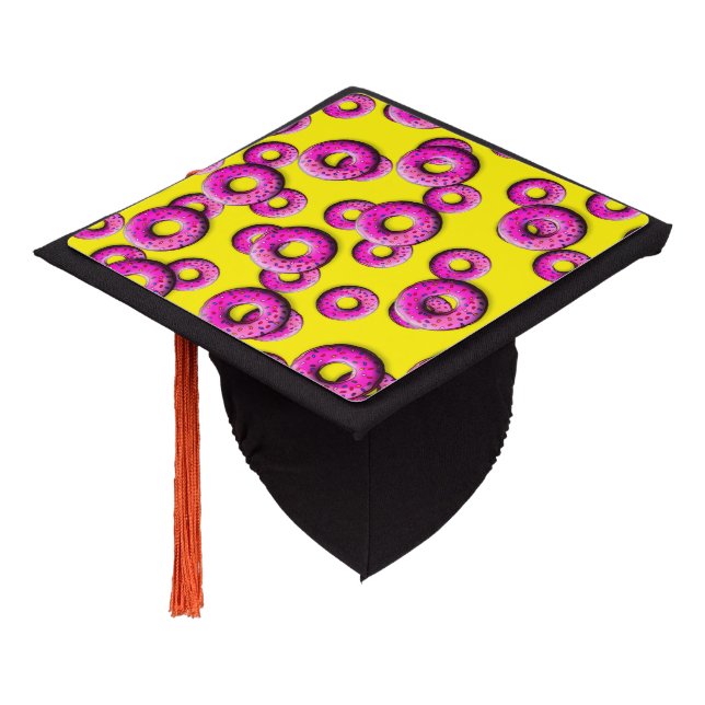 Pinky Donuts seamless pattern + your ideas Graduation Cap Topper (Angled)