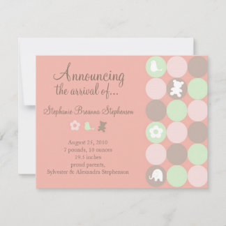 Pinky Dots Birth Announcement - Without Photo