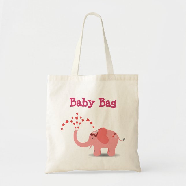 Pinky Elephant Baby Tote Bag (Front)