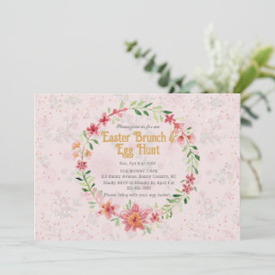 Pinky Foral Easter Brunch Egg Hunt Invitation