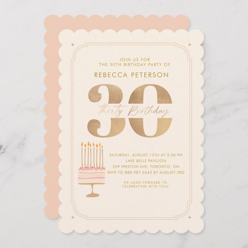 Pinky Gold 30TH Birthday Cake Party  Invitation