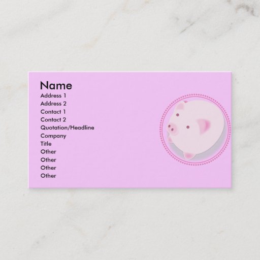 Customizable Pinky_Pig Business Card Template
