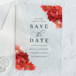 Pinky Pink Juicy Red Floral Wedding Save The Date