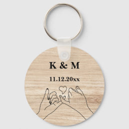 Pinky Promise Custom Couple Monogram and Date Keyc Keychain