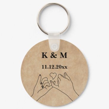 Pinky Promise Custom Couple Monogram and Date Keychain
