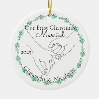 Pinky Promise First Christmas Married Ceramic Ornament