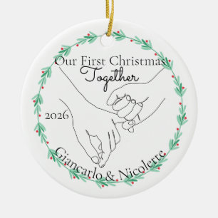 Pinky Promise First Christmas Together Ceramic Ornament
