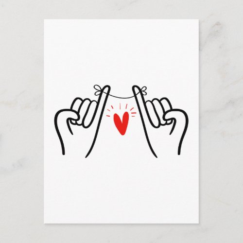 Pinky promise hand print Couple art print Postcard