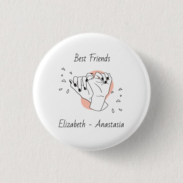 Pinky Promise Illustrated Personalized Best Friend Button (Front)