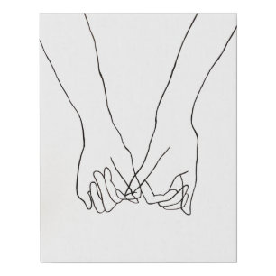 Pinky Promise Line Painting Faux Canvas Print