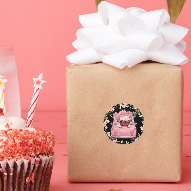 Pinky puppy with wreath stickers  (Party)