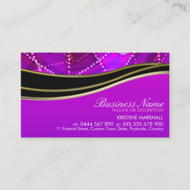 Pinky Purple Black+Gold Business Card (Front)