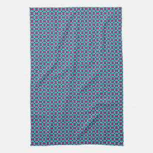 Pinky Red & Blue Pattern Tea Towel