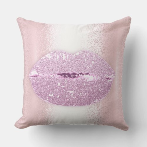 Pinky Rose Lips GlitterMakeup Kiss SPA Glam Throw Pillow