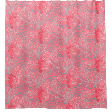 Pinky Seahorse & Seashell Pattern Design Shower Curtain Pinky Seahorse & Seashell Pattern Design Shower Curtain