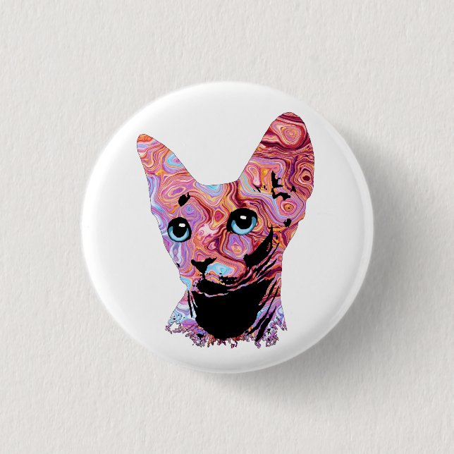 Pinky Sphynx Cat 683 Button (Front)