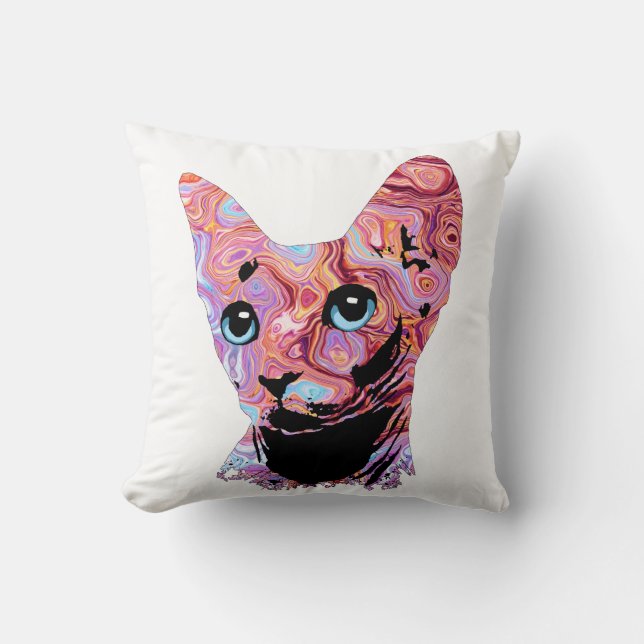 Pinky Sphynx Cat 683 Throw Pillow (Front)