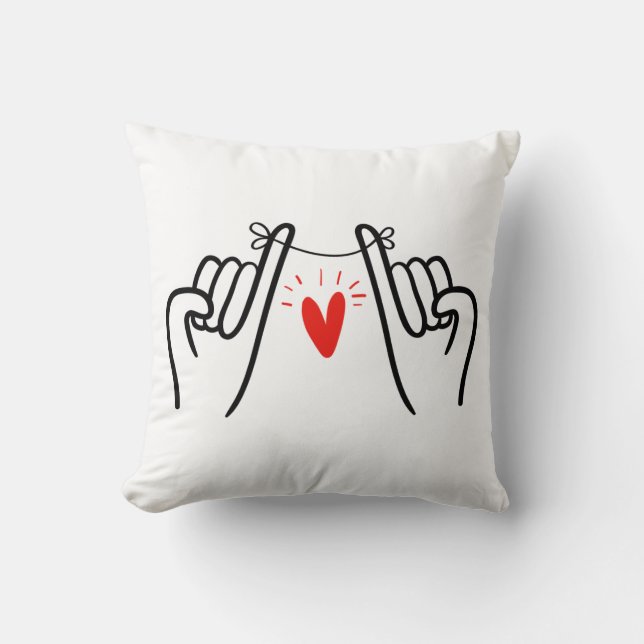 Pinky swear line art print, Hands line art Throw Pillow (Front)