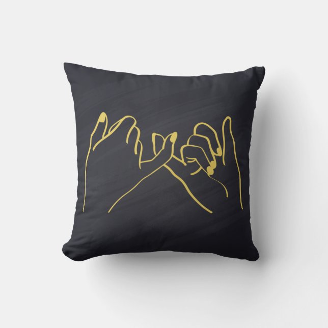Pinky swear line art print, Hands line art Throw Pillow (Front)