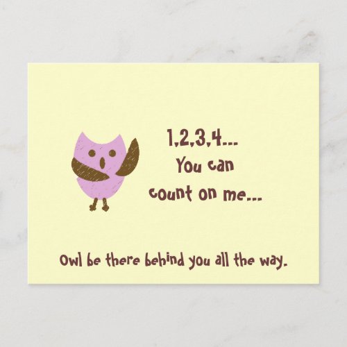 pinkyowl 1234 You can count on me Ow Postcard