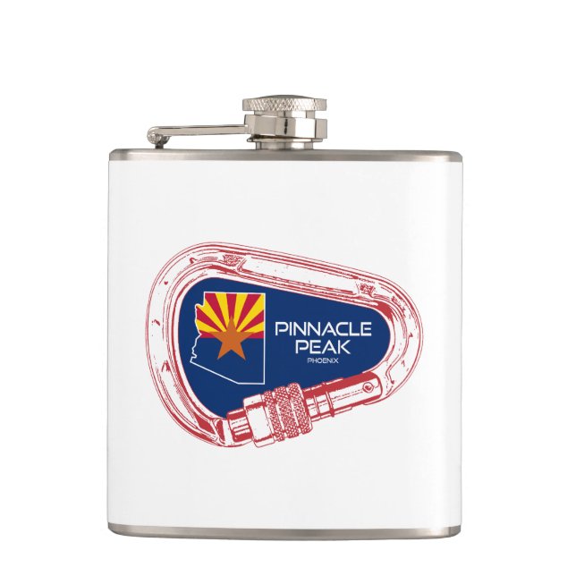 Pinnacle Peak Arizona Rock Climbing Carabiner Flask (Front)
